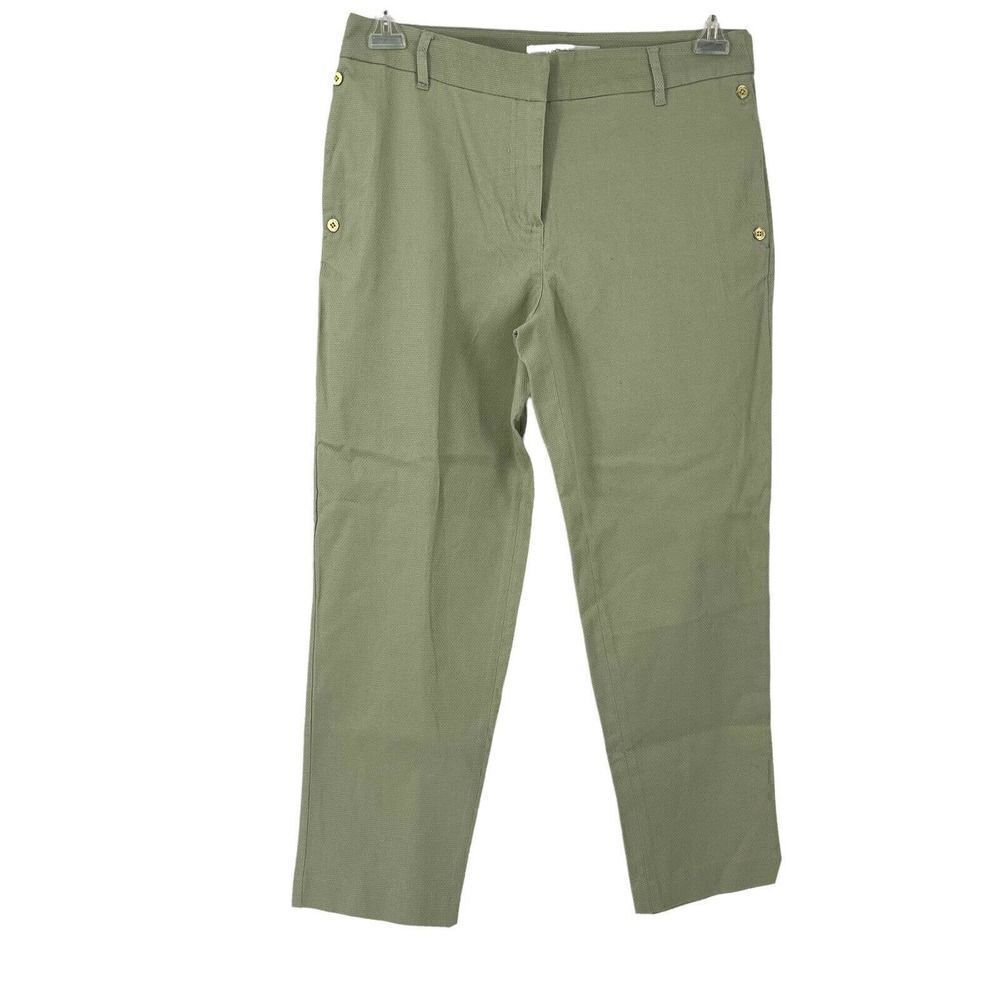 Liz Claiborne Cropped Pants Green Textured Mid Rise Skinny Trousers Chic Size 8
